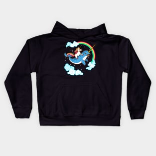 Unicorn Riding Narwhal Cute Magical Kids Hoodie